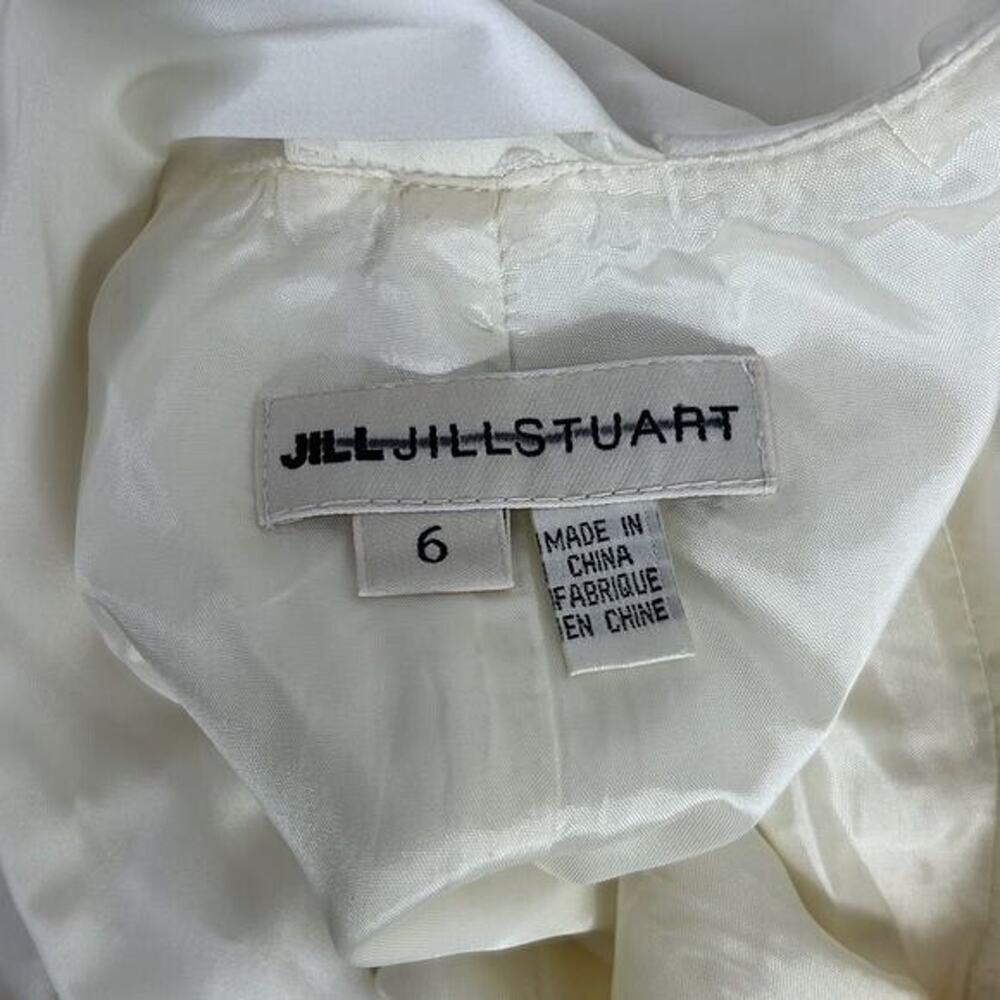 New Jill Stuart Ruffle Halter Gown, ivory, 6 Satin bridesmaid long high slit - Picture 6 of 6